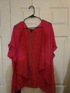 Steve Madden Hot Pink Open-Front Lightweight Cover Up